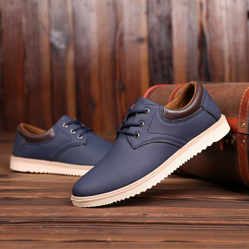 Men Artificial Leather Casual Shoes (Navy Blue)